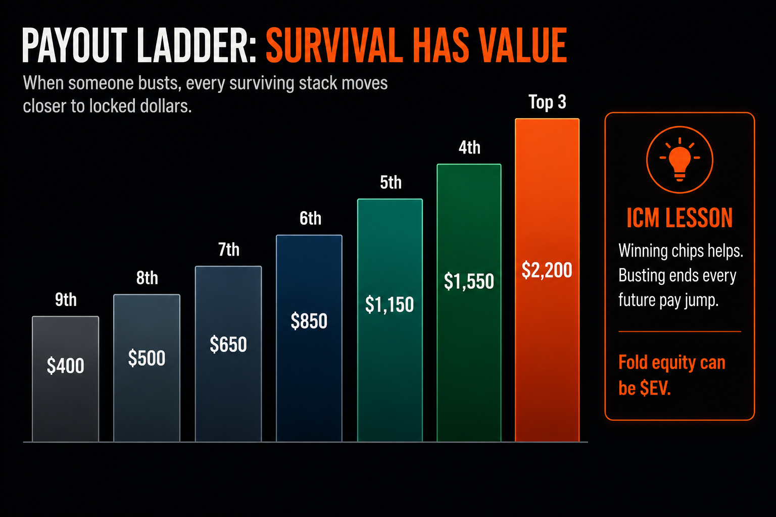 ICM Poker final table payout ladder showing why survival has dollar value